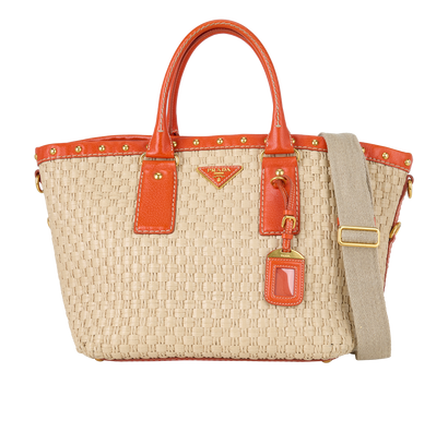 Basket Bag, £450, Handbags, Beige/Orange, Raffia, Front view